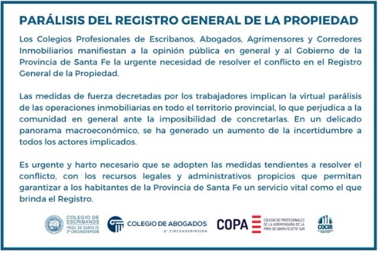 Parálisis del Registro General de la Propiedad